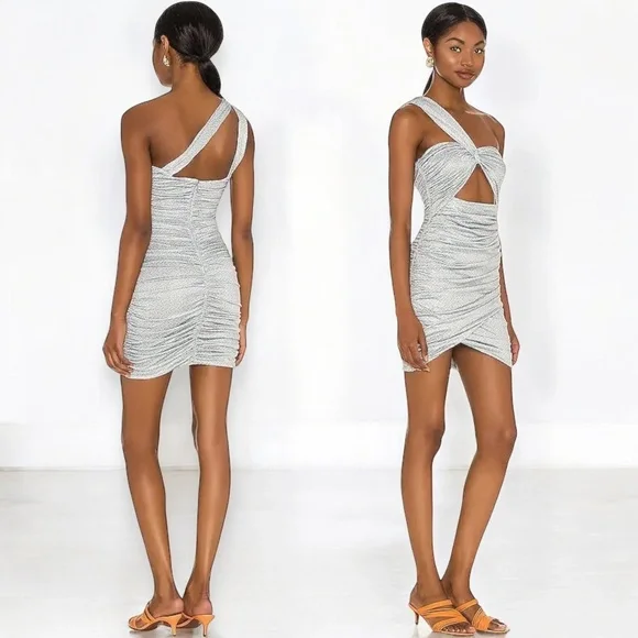 Lovers And Friends Maysen Dress Sage One Shoulder Cutout Mini Size XS fits S NWT - Picture 2 of 7